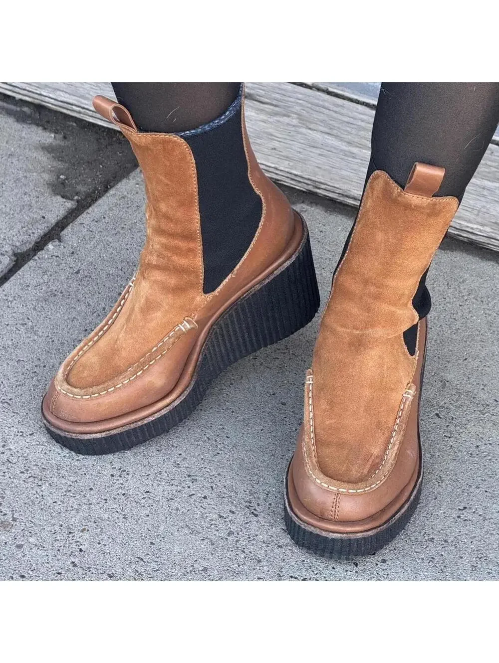 Rag & Bone Leather Platform Wedge Chelsea Boots 8.5 - Picture 4 of 6